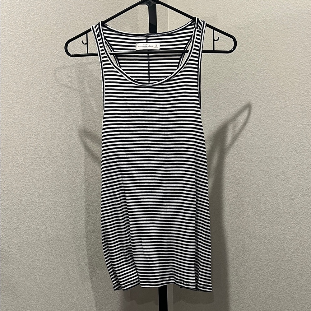 Abercrombie & Fitch Black and White Striped Tank Top